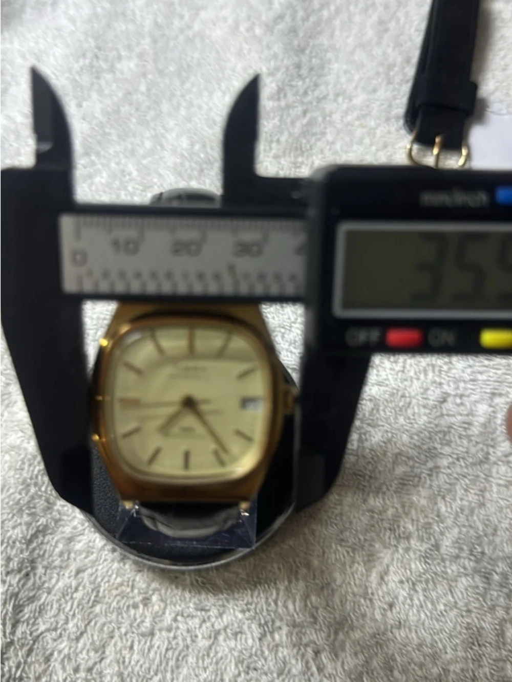 Timex Gold-Tone Case Cream Dial Automatic Watch with Black Strap